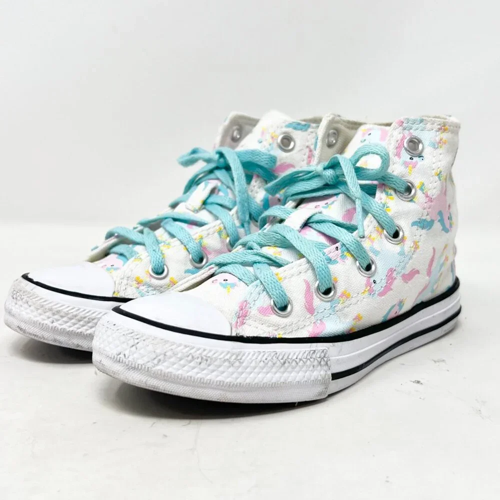 Girls Converse All Star High Top Sneakers‎ White/Multi Unicorns Size 12